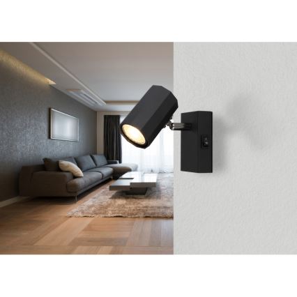 Globo - Vægspot 1xGU10/25W/230V sort