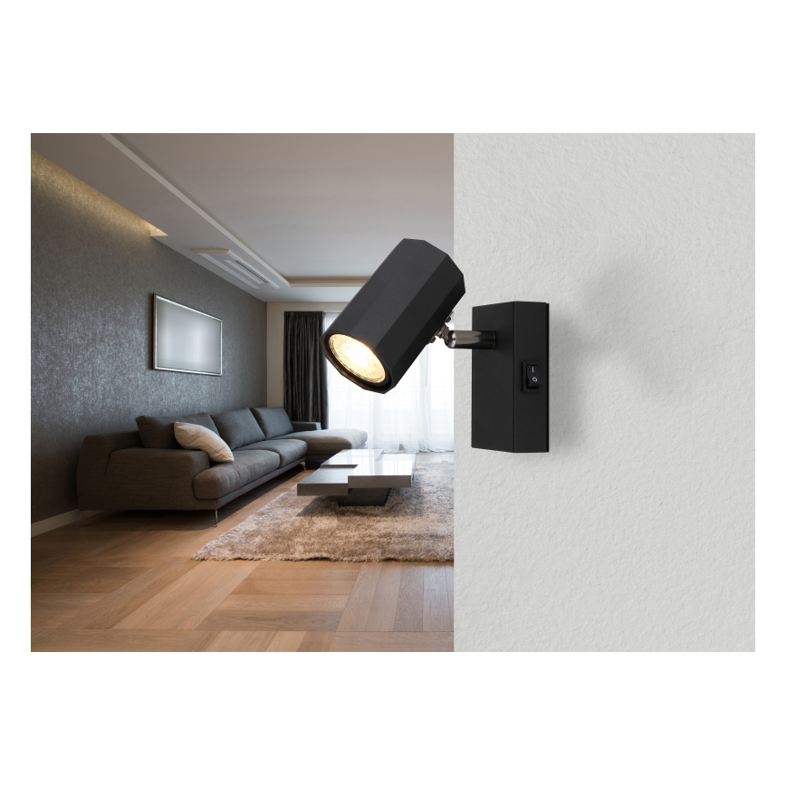 Globo - Vægspot 1xGU10/25W/230V sort