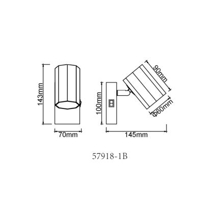 Globo - Vægspot 1xGU10/25W/230V sort