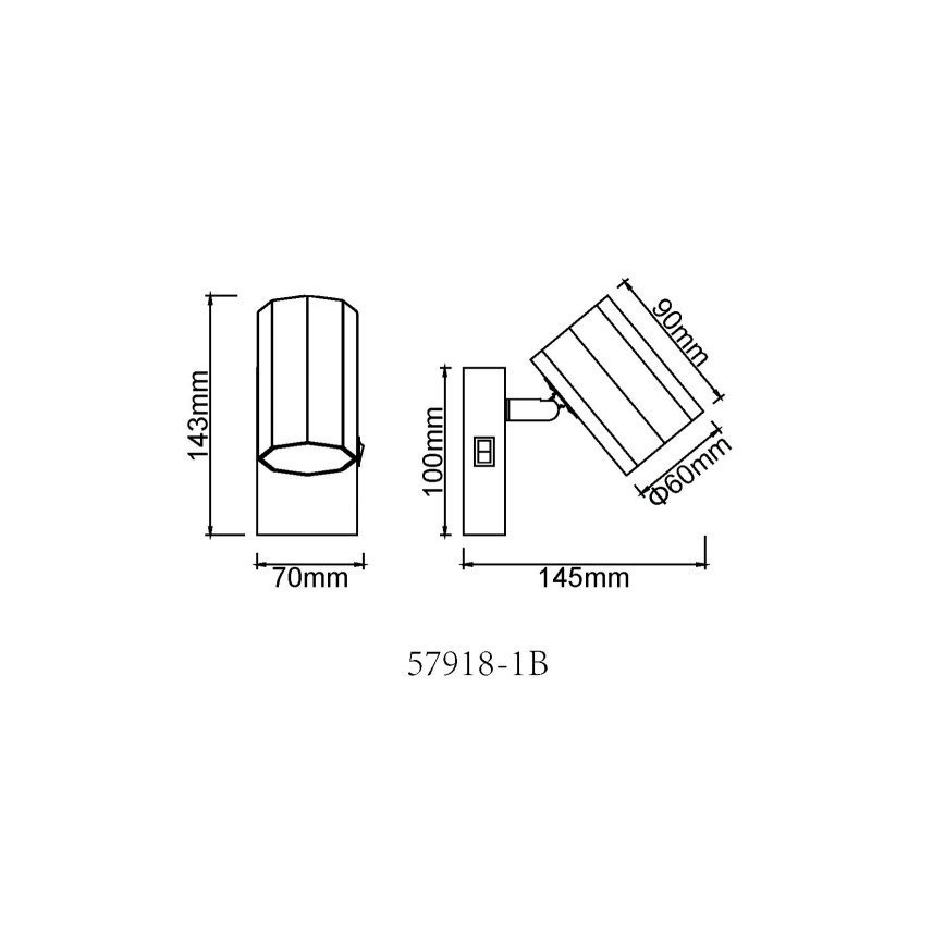 Globo - Vægspot 1xGU10/25W/230V sort