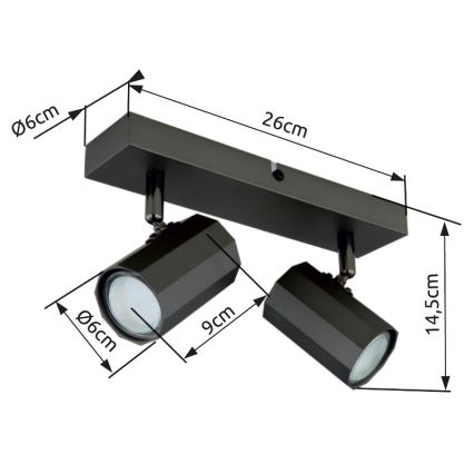 Globo - Spotlampe 2xGU10/25W/230V sort