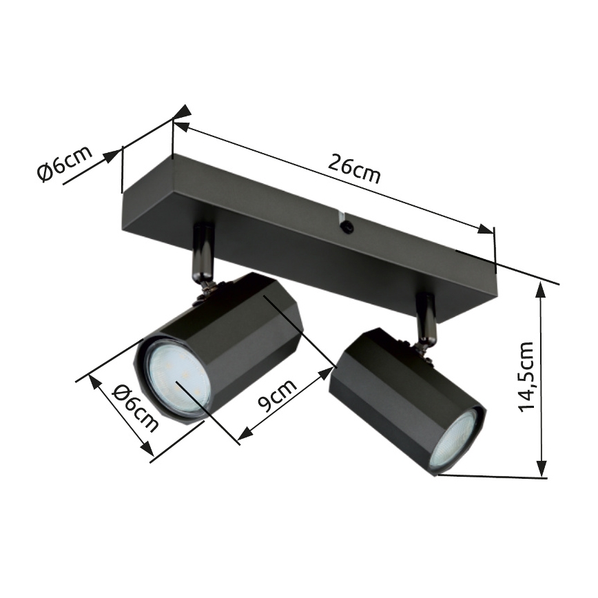 Globo - Spotlampe 2xGU10/25W/230V sort