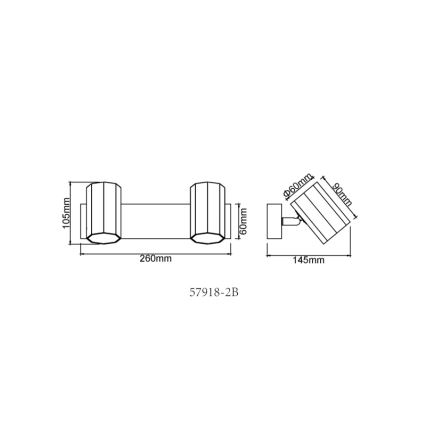 Globo - Spotlampe 2xGU10/25W/230V sort