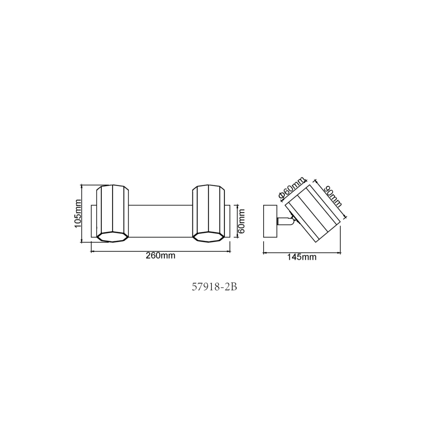 Globo - Spotlampe 2xGU10/25W/230V sort