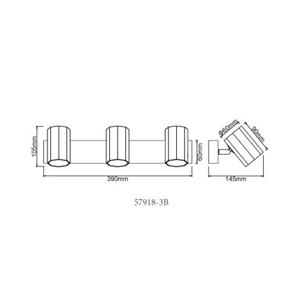 Globo - Spotlampe 3xGU10/25W/230V sort
