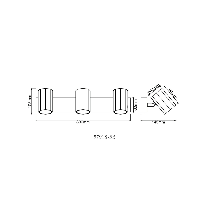 Globo - Spotlampe 3xGU10/25W/230V sort