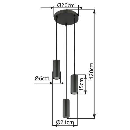 Globo - Pendel 3xGU10/25W/230V sort
