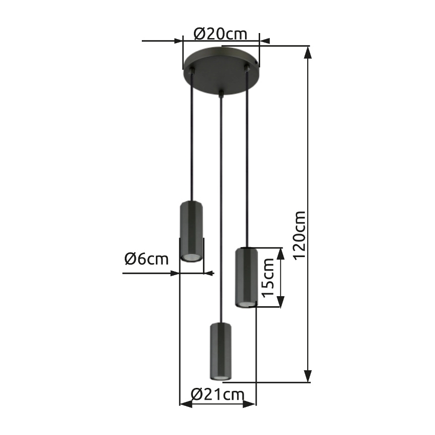 Globo - Pendel 3xGU10/25W/230V sort