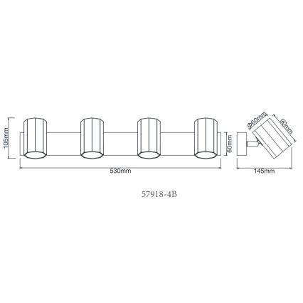Globo - Spotlampe 4xGU10/25W/230V sort
