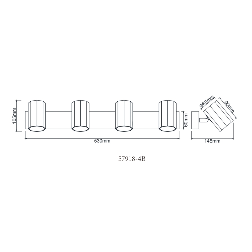 Globo - Spotlampe 4xGU10/25W/230V sort