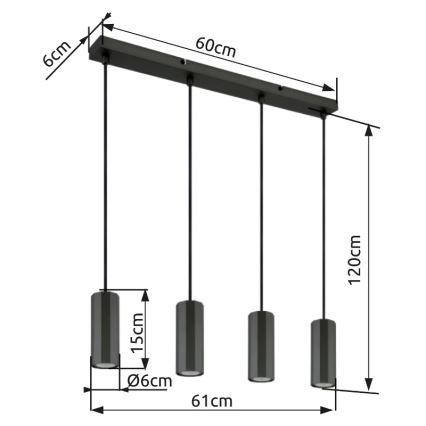 Globo - Pendel 4xGU10/25W/230V sort