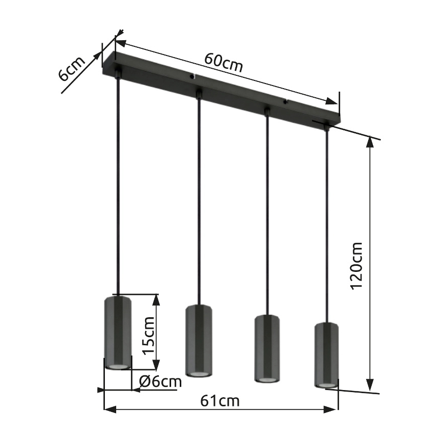 Globo - Pendel 4xGU10/25W/230V sort