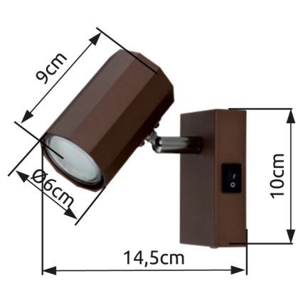 Globo - Vægspot 1xGU10/25W/230V brun