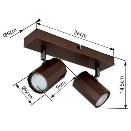 Globo - Spotlampe 2xGU10/25W/230V brun