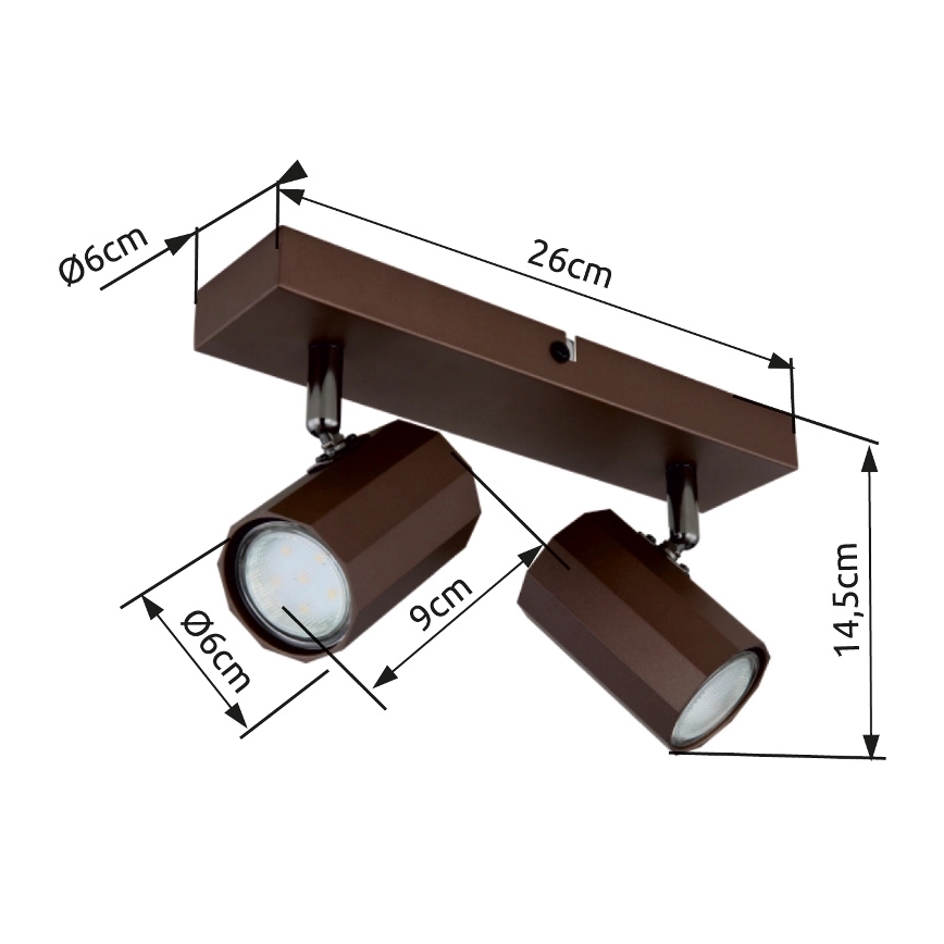 Globo - Spotlampe 2xGU10/25W/230V brun