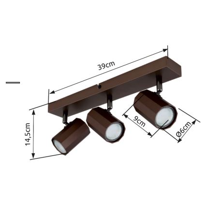 Globo - Spotlampe 3xGU10/25W/230V brun