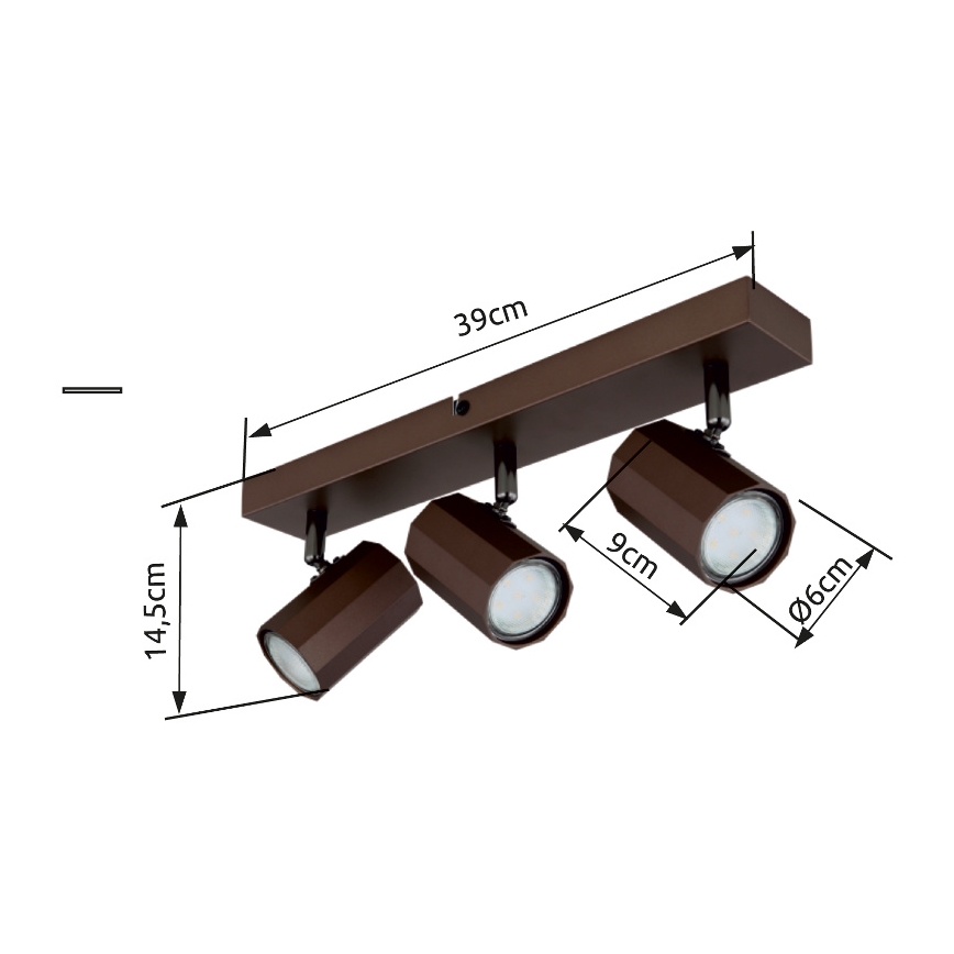 Globo - Spotlampe 3xGU10/25W/230V brun