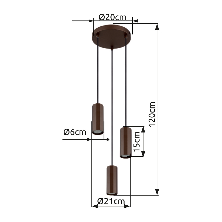 Globo - Pendel 3xGU10/25W/230V brun