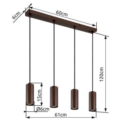 Globo - Pendel 4xGU10/25W/230V brun