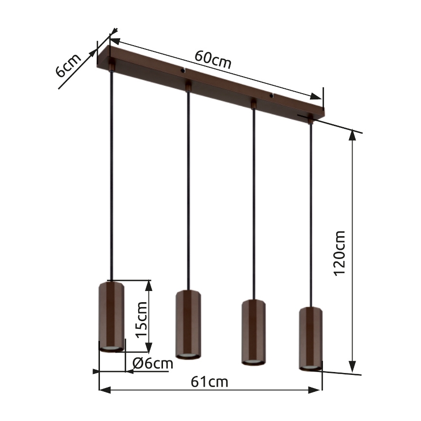 Globo - Pendel 4xGU10/25W/230V brun