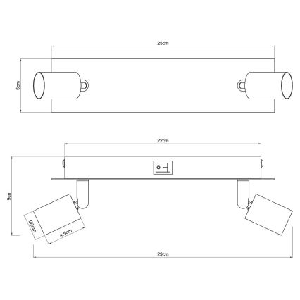 Globo - Spotlampe 2xGU10/35W/230V sort/messing