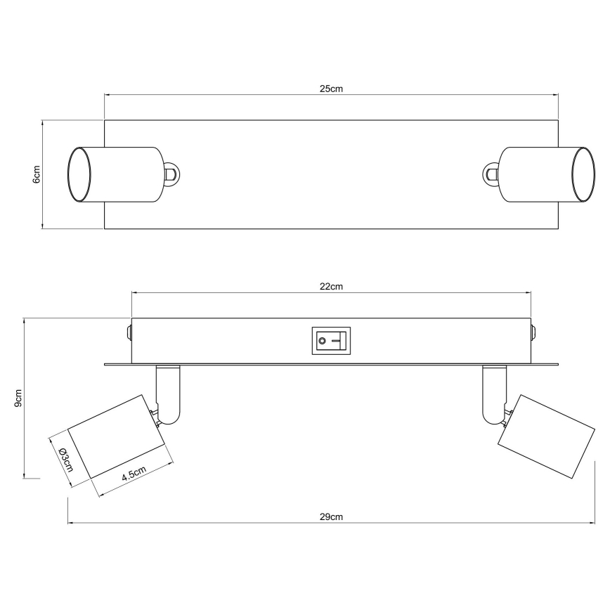 Globo - Spotlampe 2xGU10/35W/230V sort/messing