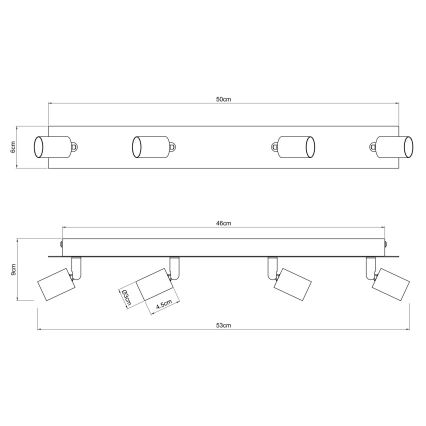 Globo - Spotlampe 4xGU10/35W/230V sort