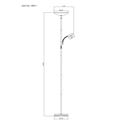 Globo - LED dæmpbar gulvlampe LED/20W/230V+ LED/5W 3000/4000/6500K sort