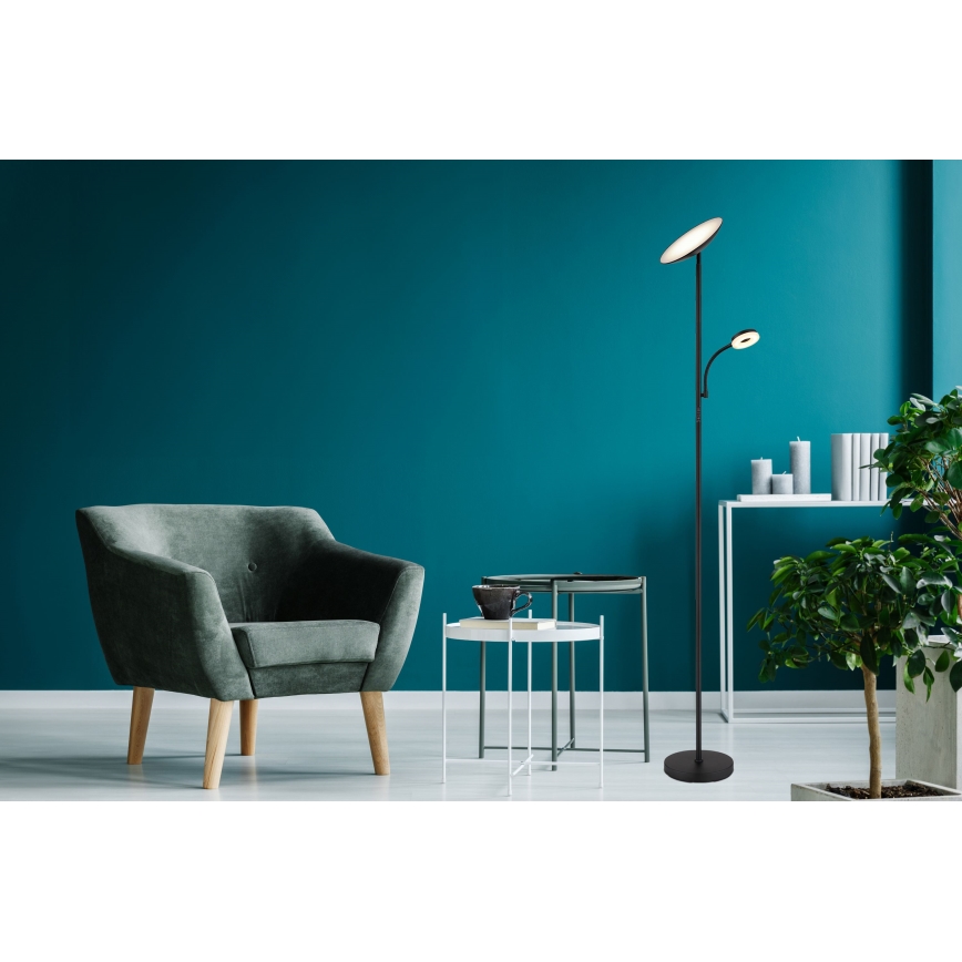 Globo - LED gulvlampe dæmpbar LED/20W/230V+ LED/5W 3000/4000/6500K sort
