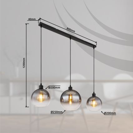 Globo - Pendelarmatur på kabel 3xE27/60W/230V