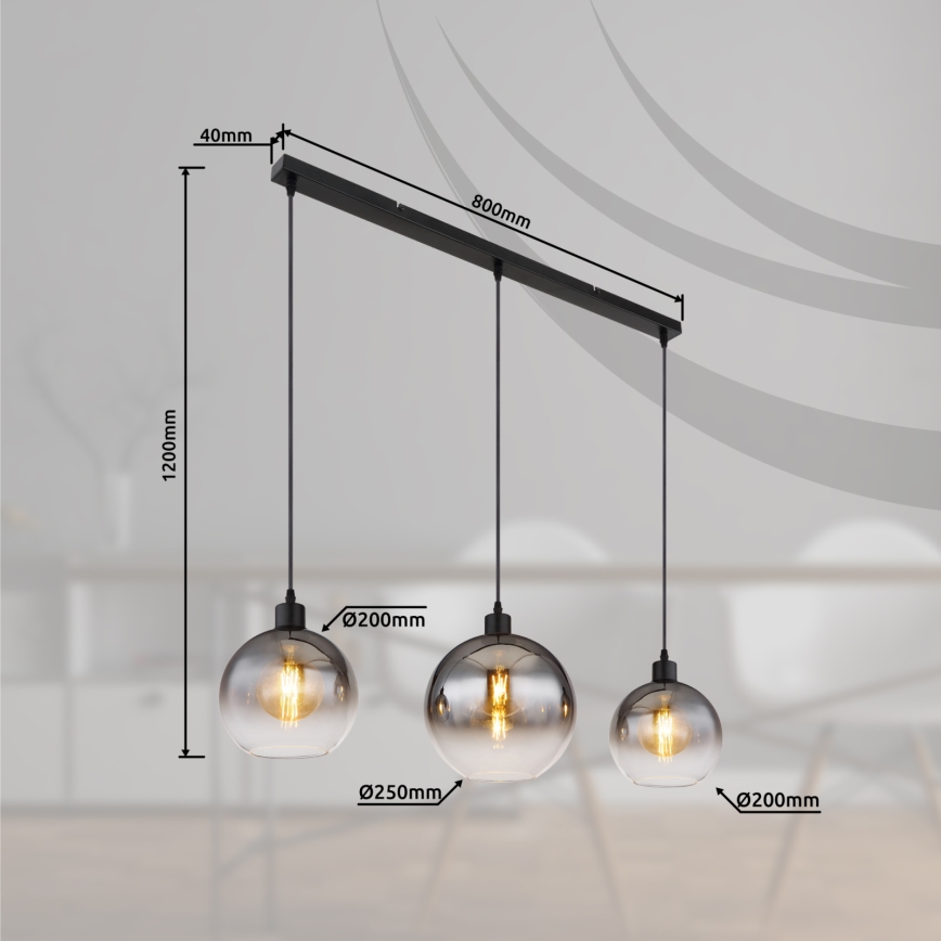 Globo - Pendelarmatur på kabel 3xE27/60W/230V