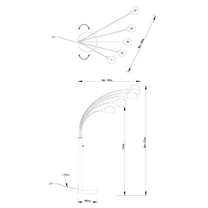 Globo - Gulvlampe 5xE14/40W/230V sort