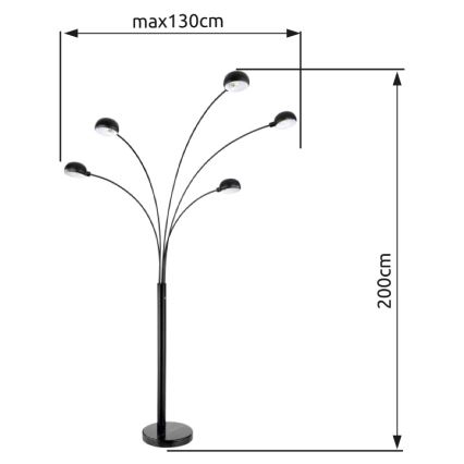 Globo - Gulvlampe 5xE14/40W/230V sort