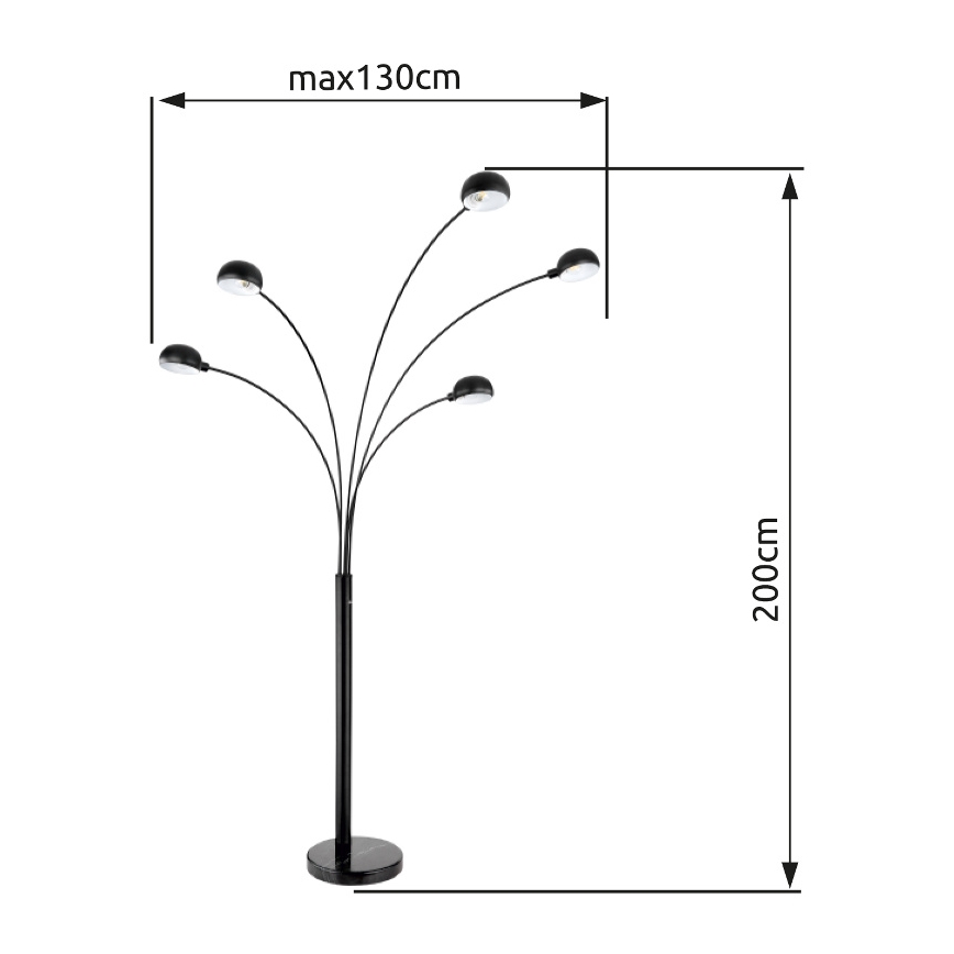 Globo - Gulvlampe 5xE14/40W/230V sort
