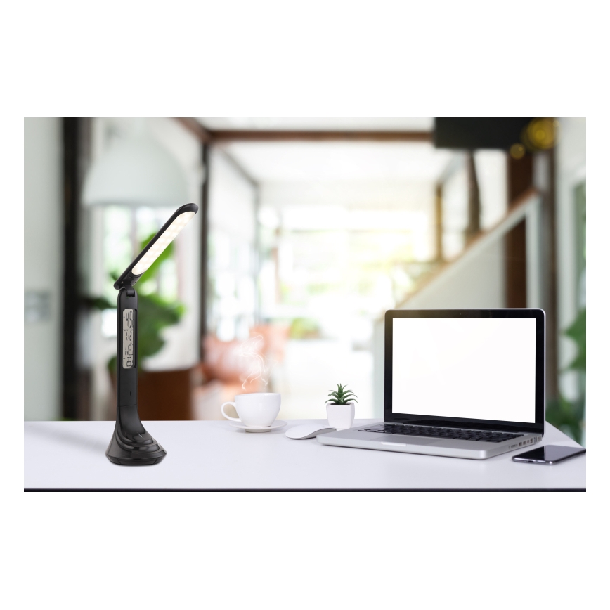 Globo - dæmpbar genopladelig LED-bordlampe med display LED/4W/230V 2200 mAh sort