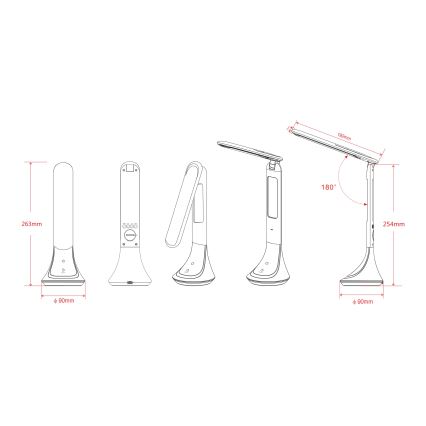 Globo - LED Bordlampe dæmpbar og genopladelig med display LED/4W/230V 2200 mAh sort