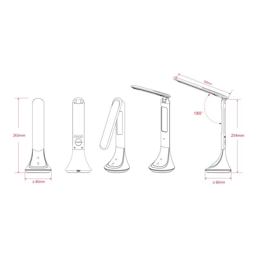 Globo - LED Bordlampe dæmpbar og genopladelig med display LED/4W/230V 2200 mAh sort
