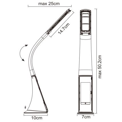 Globo - LED dæmpbar berøringsbetjent bordlampe med display LED/6,5W/230V 3000/4500/5800K hvid