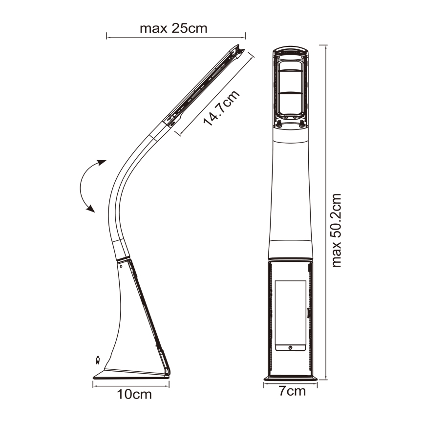 Globo - LED dæmpbar berøringsbetjent bordlampe med display LED/6,5W/230V 3000/4500/5800K hvid