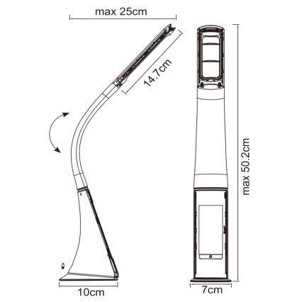 Globo - Dæmpbar berøringsbetjent LED-bordlampe med display LED/6,5W/230V 3000/4500/5800K, sort