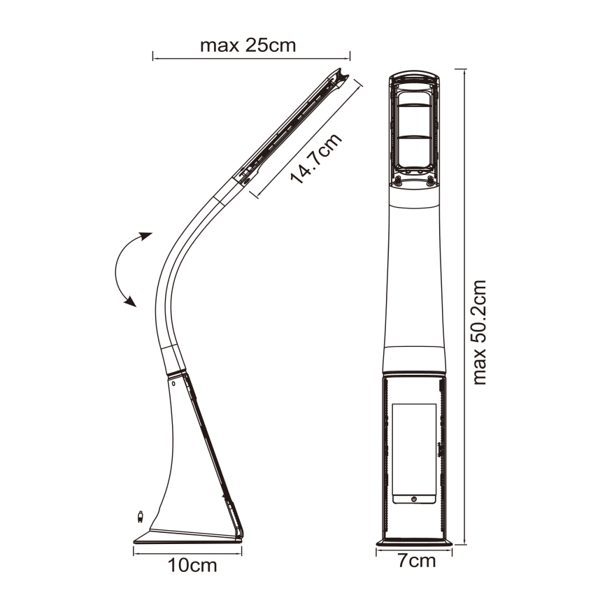 Globo - Dæmpbar berøringsbetjent LED-bordlampe med display LED/6,5W/230V 3000/4500/5800K, sort