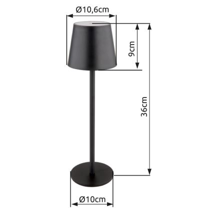 Globo - Udendørs LED lampe touch-funktion dæmpbar LED/3W/3,7V IP44 1800mAh + USB sort