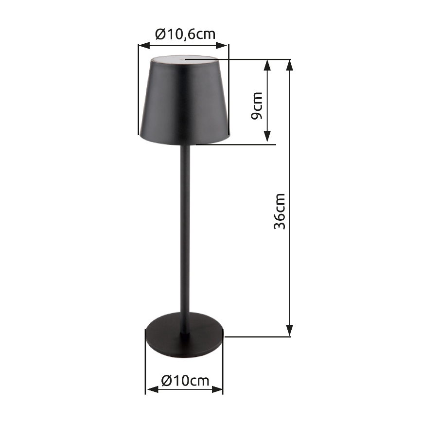 Globo - Udendørs LED lampe touch-funktion dæmpbar LED/3W/3,7V IP44 1800mAh + USB sort