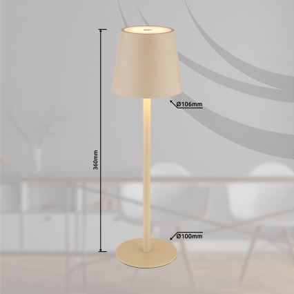 Globo - Udendørs LED lampe touch-funktion dæmpbar LED/3W/3,7V IP44 1800 mAh USB beige
