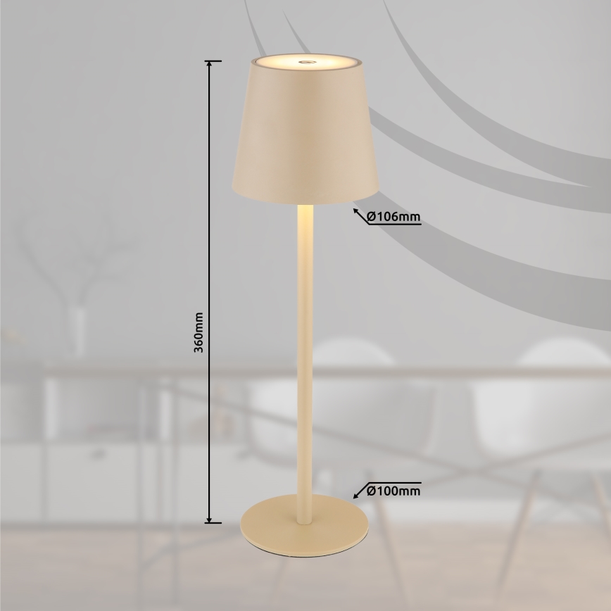 Globo - Udendørs LED lampe touch-funktion dæmpbar LED/3W/3,7V IP44 1800 mAh USB beige