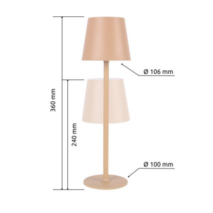 Globo - Udendørs LED lampe touch-funktion dæmpbar LED/3W/3,7V IP44 1800 mAh USB beige