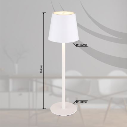 Globo - Udendørs LED lampe touch-funktion dæmpbar LED/3W/3,7V IP44 1800 mAh USB hvid
