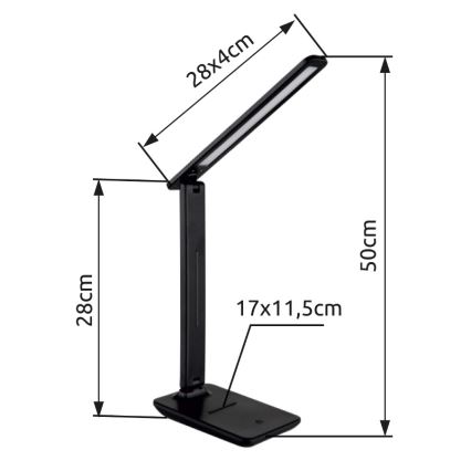 Globo - LED Touch-dæmpbar bordlampe LED/5W/230V 2700/4000/6500K sort