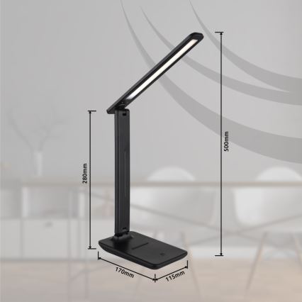 Globo 58439SA - LED bordlampe m. touch-funktion dæmpbar og genopladelig BRIGHTON LED/5W/5V 1800 mAh sort