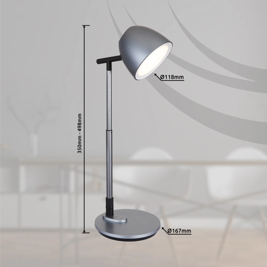 Globo - LED bordlampe m. touch-funktion dæmpbar LED/7,5W/230V 3000K/4000K/6500K grå